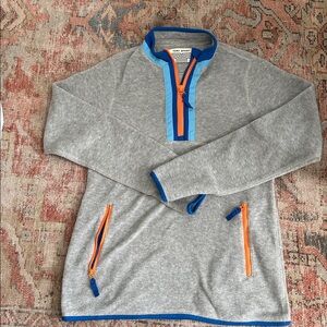 Tory Sport Gray 1/4 zip fleece  with Vibrant Blue and Orange Accents
